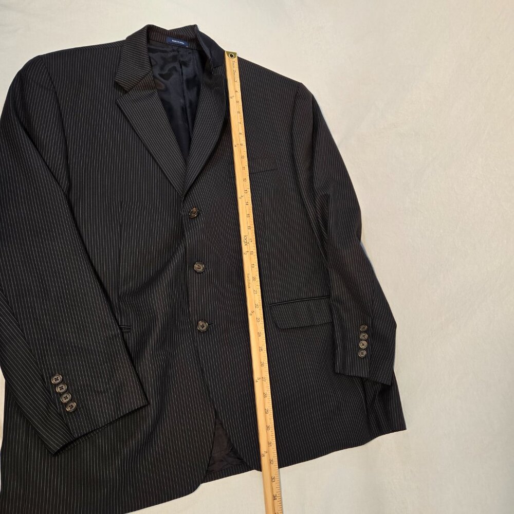 RALPH LAUREN Dillard's BLACK 100% Wool WHITE Pinstripe Blazer Men's Size 50R. - Picture 15 of 17